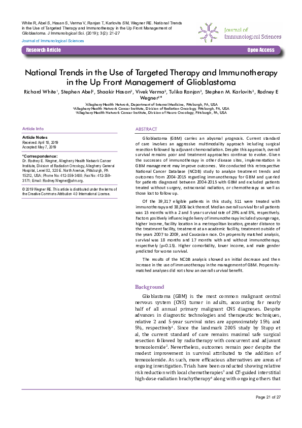 (PDF) National Trends in the Use of Targeted Therapy and Immunotherapy ...