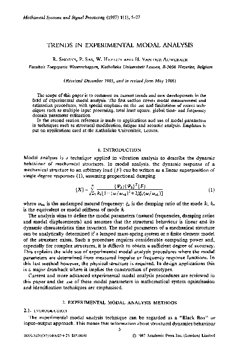 (PDF) Trends in experimental modal analysis