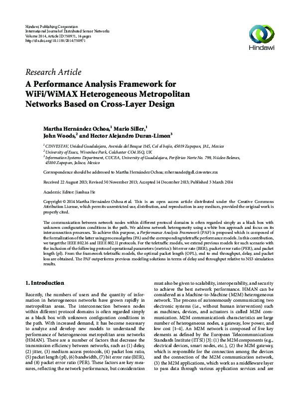 (PDF) A Performance Analysis Framework for WiFi/WiMAX Heterogeneous ...