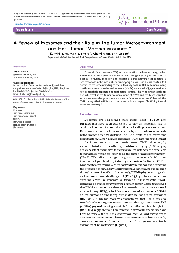 (PDF) A Review of Exosomes and their Role in The Tumor Microenvironment ...