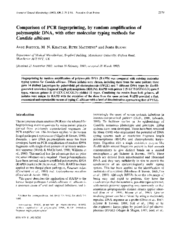 (PDF) Comparison of PCR fingerprinting, by random amplification of ...