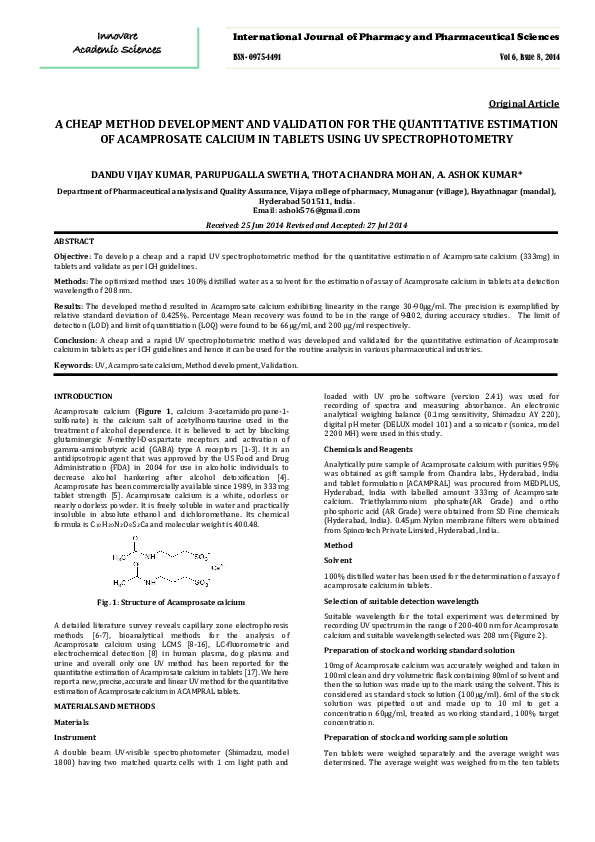 (PDF) A CHEAP METHOD DEVELOPMENT AND VALIDATION FOR THE QUANTITATIVE ...