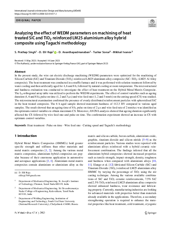 (PDF) Analyzing the effect of WEDM parameters on machining of heat ...