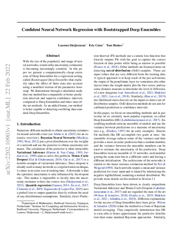 (PDF) Confident Neural Network Regression with Bootstrapped Deep Ensembles