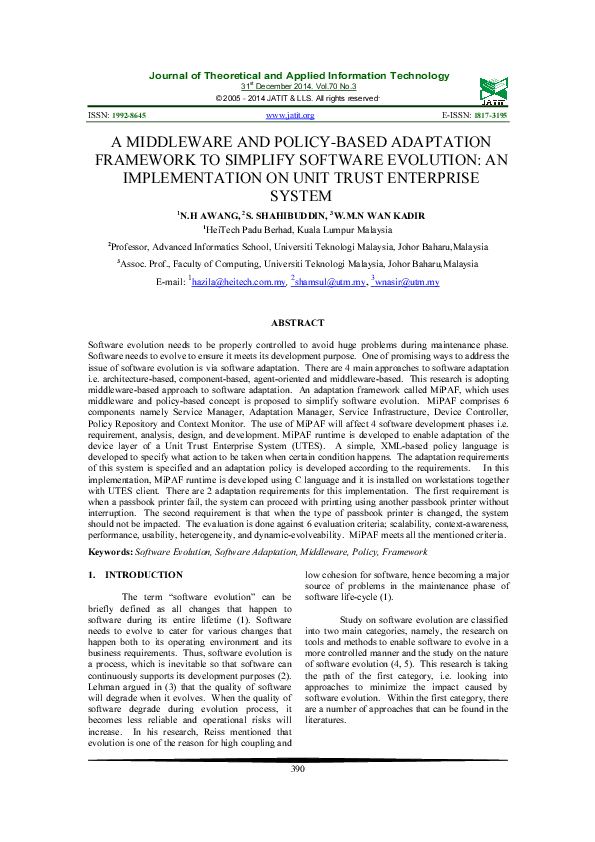 (PDF) A Middleware and Policy-Based Adaptation Framework to Simplify ...