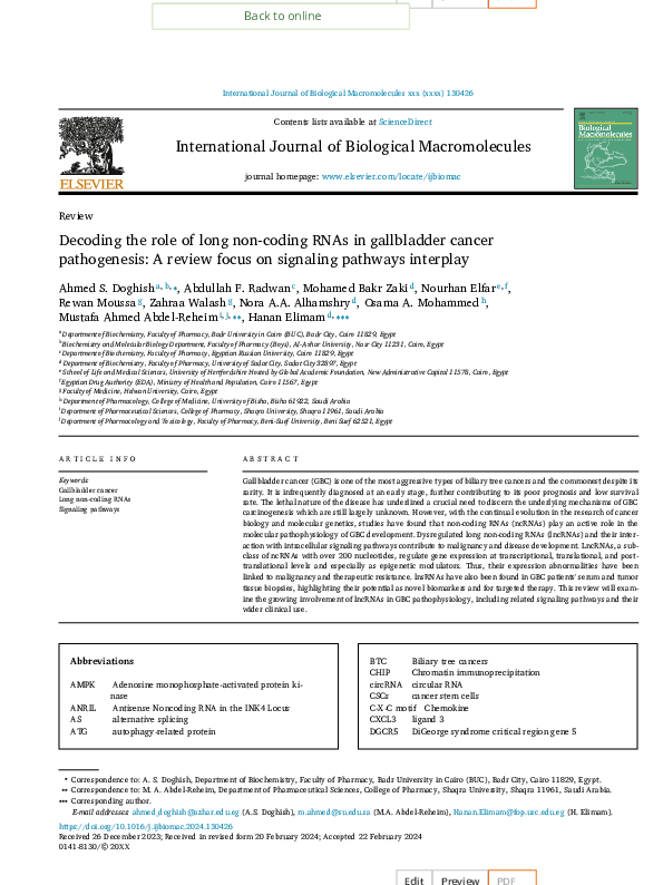 (PDF) Decoding the role of long non-coding RNAs in gallbladder cancer ...