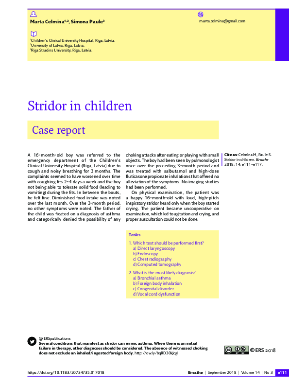 (PDF) Stridor in children