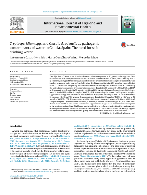 (PDF) Cryptosporidium spp. and Giardia duodenalis as pathogenic ...