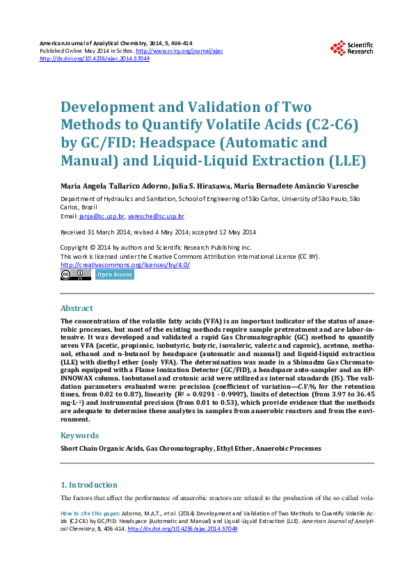 (PDF) Development and Validation of Two Methods to Quantify Volatile ...