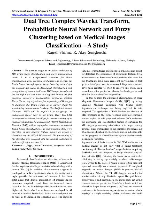 (PDF) Dual Tree Complex Wavelet Transform, Probabilistic Neural Network ...