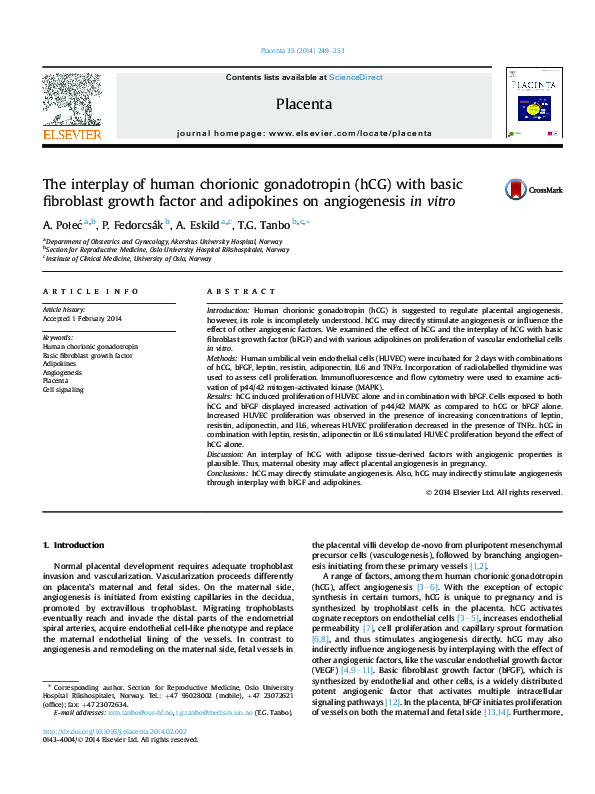 (PDF) The interplay of human chorionic gonadotropin (hCG) with basic ...
