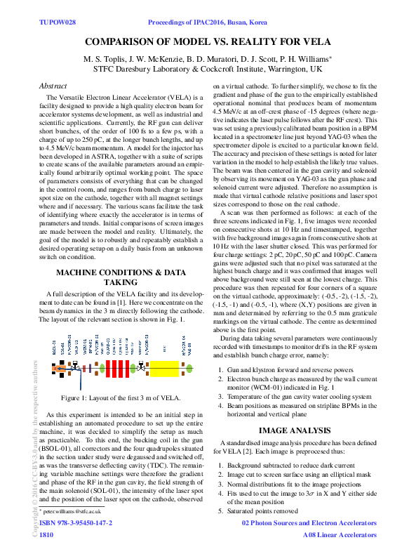 (PDF) Comparison of Model vs. Reality for VELA
