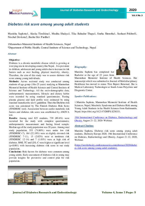 (PDF) Diabetes risk score among young adult students