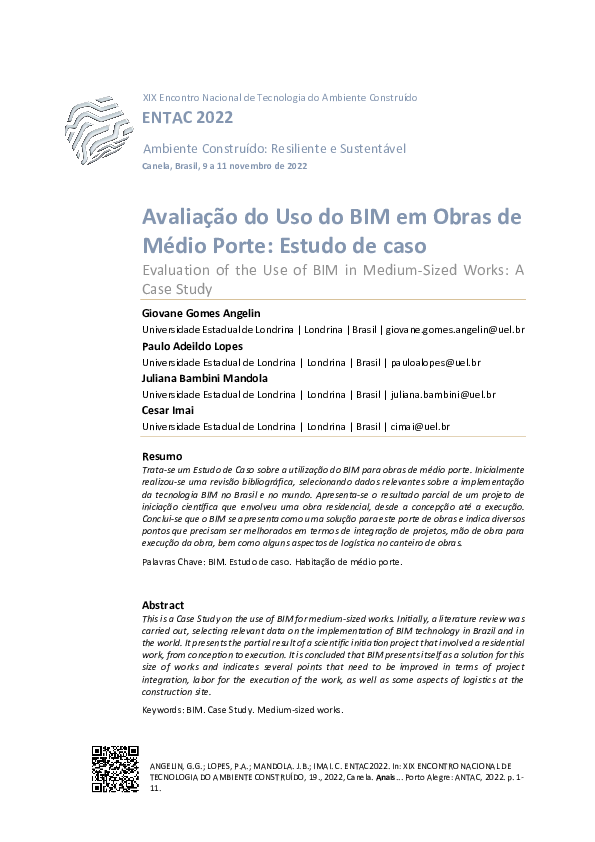 (PDF) Avaliação do uso do BIM em obras de médio porte