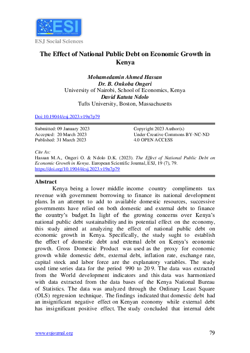 (PDF) The Effect of National Public Debt on Economic Growth in Kenya