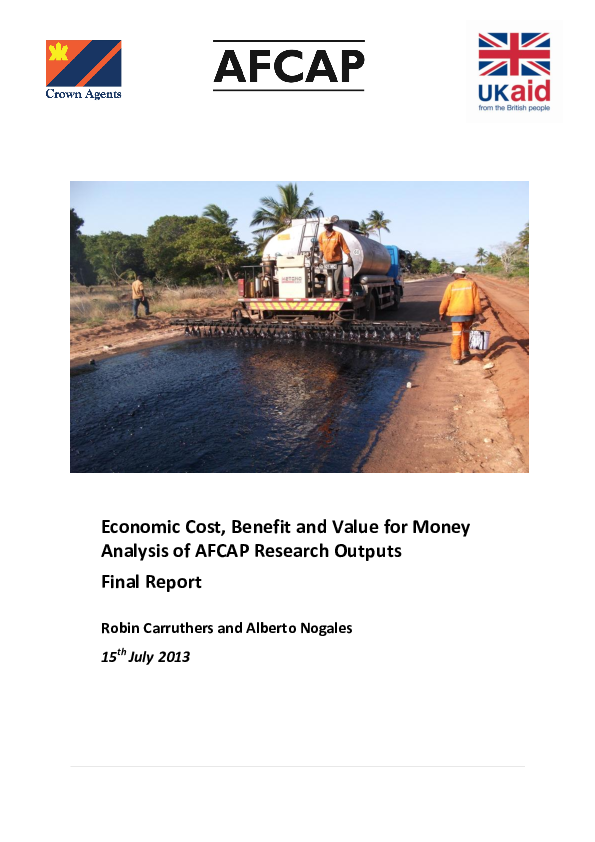 (PDF) Economic Cost, Benefit and Value for Money Analysis of AFCAP ...