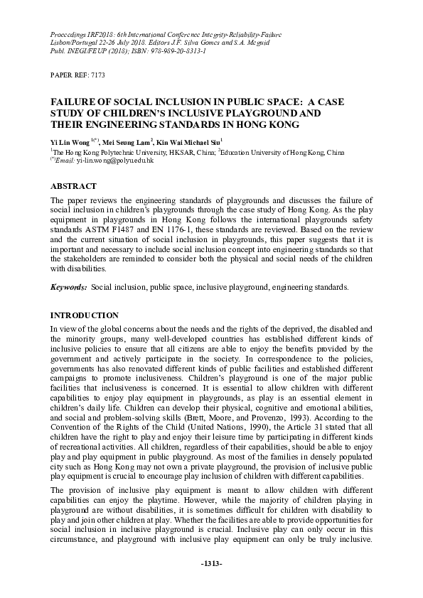 (PDF) Failure of Social Inclusion in Public Space : A Case Study of ...