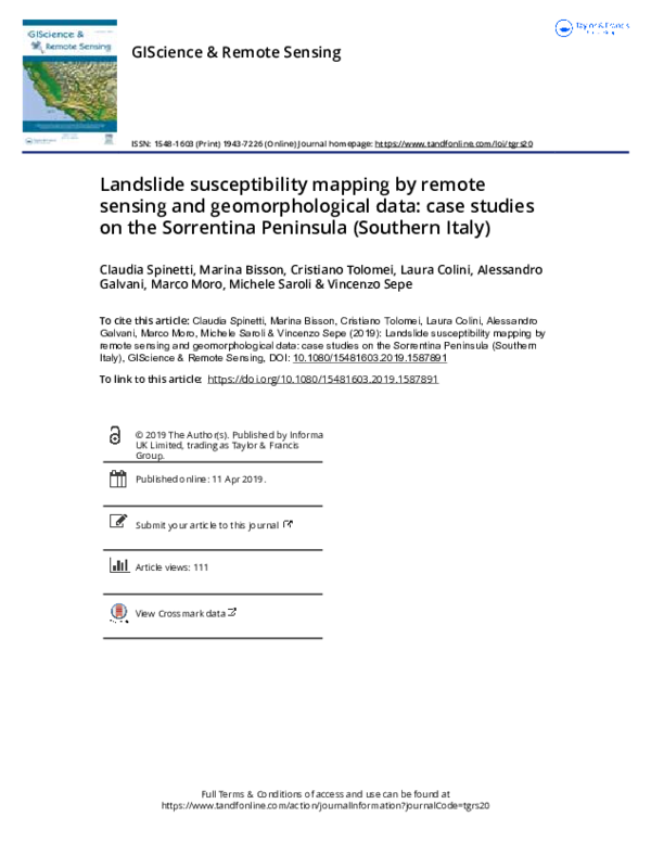 (PDF) Landslide Susceptibility Mapping by Remote Sensing, GIS, and ...