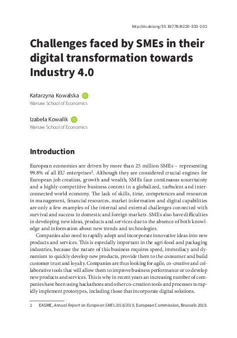 (PDF) Challenges faced by SMEs in their digital transformation towards ...
