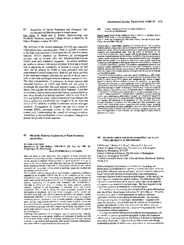 (PDF) Genetic Engineering of Plant Secondary Metabolism