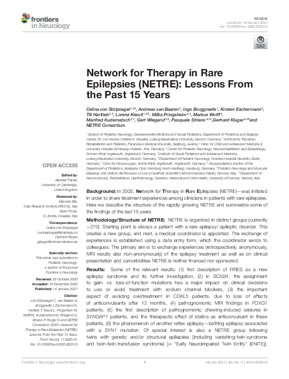 (PDF) Network for Therapy in Rare Epilepsies (NETRE): Lessons From the ...