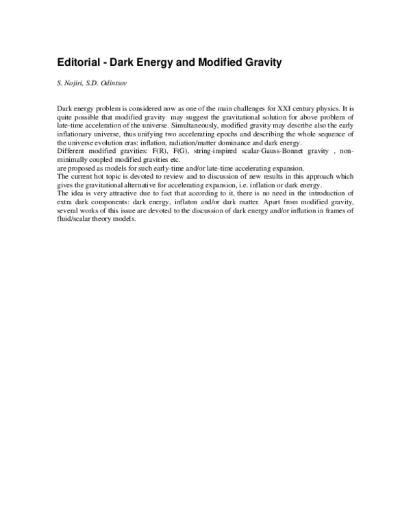(PDF) Dark Energy and Modified Gravity