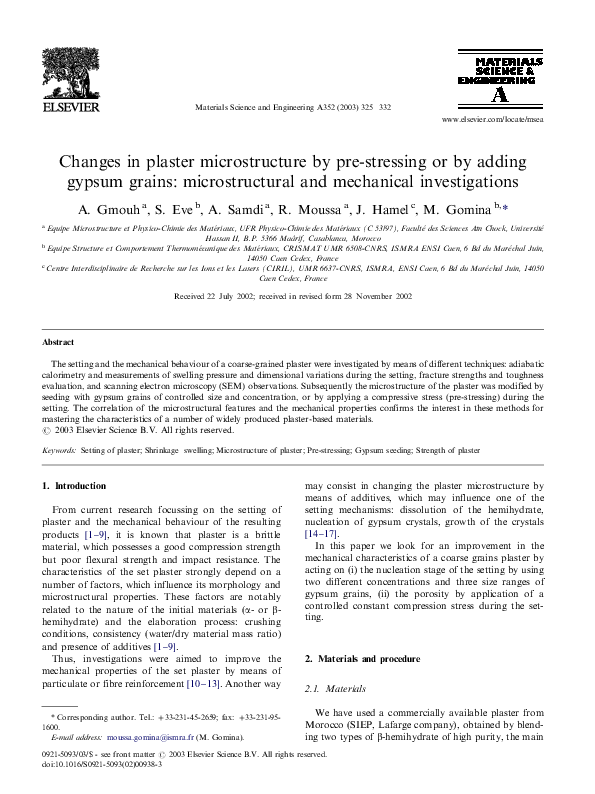 (PDF) Changes in plaster microstructure by pre-stressing or by adding ...