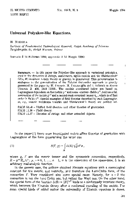 (PDF) Universal Polyakov-like equations