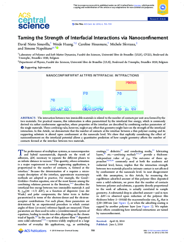 (PDF) Taming the Strength of Interfacial Interactions via Nanoconfinement