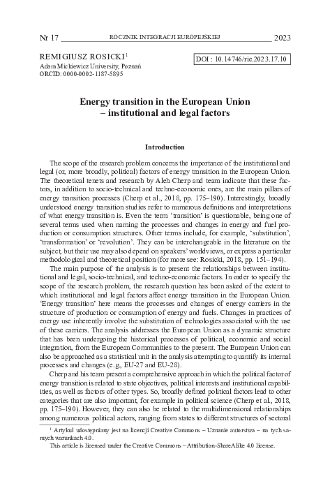 (PDF) Energy transition in the European Union – institutional and legal ...