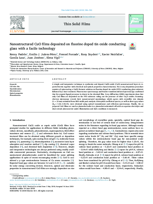 (PDF) Nanostructured CuO films deposited on fluorine doped tin oxide ...
