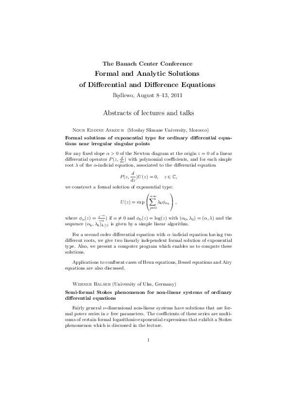 (PDF) Formal and analytic solutions of differential and difference ...