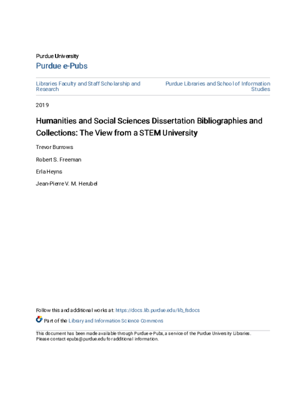 (PDF) Humanities and Social Sciences Dissertation Bibliographies and ...