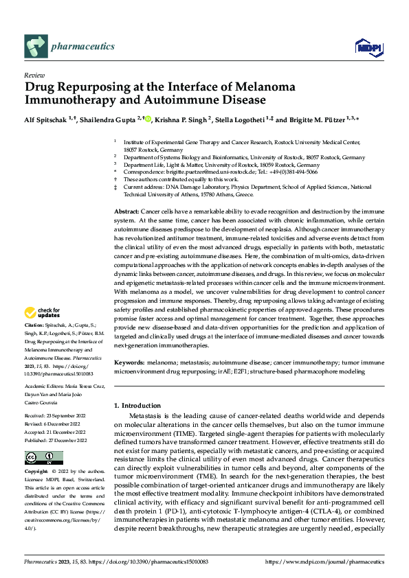 (PDF) Drug Repurposing at the Interface of Melanoma Immunotherapy and ...