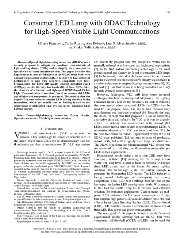 (PDF) Consumer LED lamp with ODAC technology for high-speed visible ...