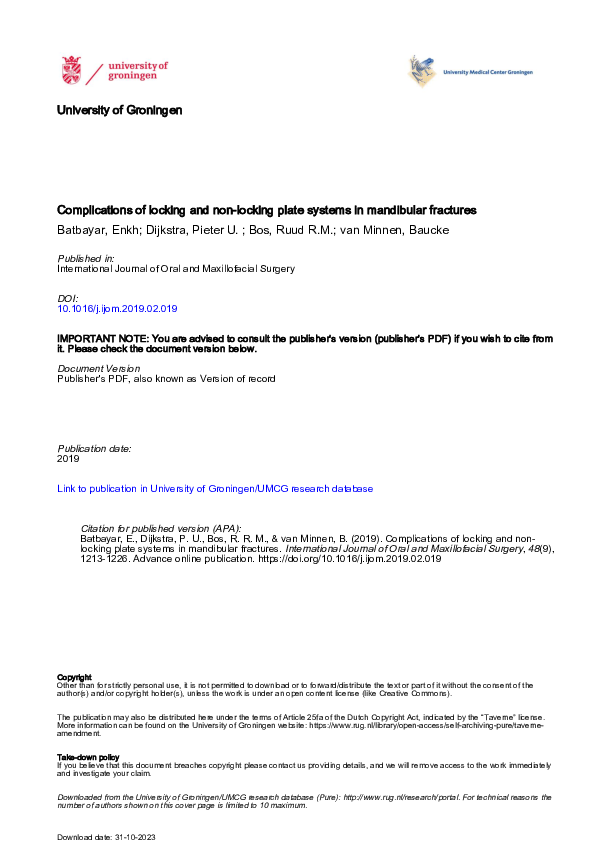 (PDF) Complications of locking and non-locking plate systems in ...
