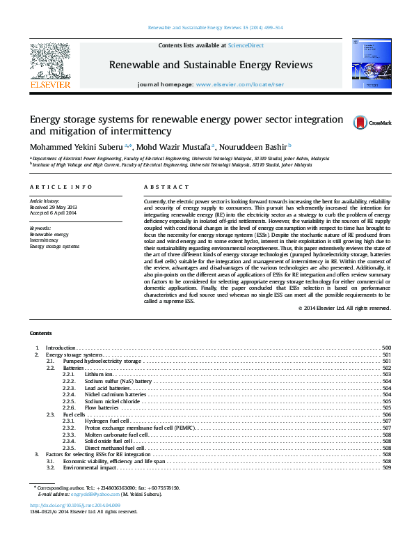 (PDF) Energy storage systems for renewable energy power sector ...