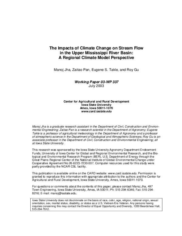 (PDF) Impacts of Climate Change on Stream Flow in the Upper Mississippi ...