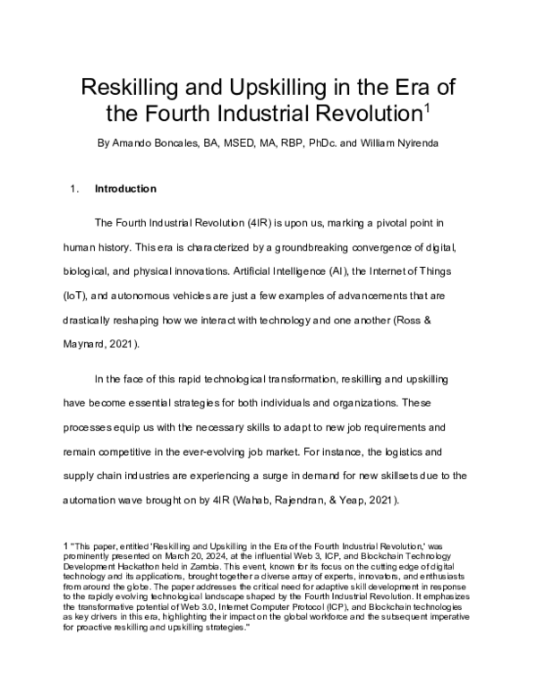 (DOC) Reskilling and Upskilling in the Era of the Fourth Industrial ...
