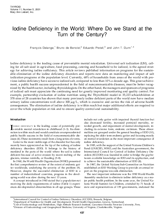 (PDF) Iodine Deficiency in the World: Where Do we Stand at the Turn of ...