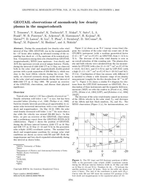 (PDF) GEOTAIL observations of anomalously low density plasma in the ...