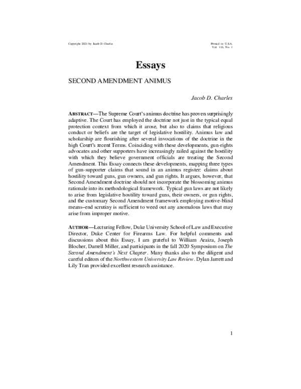(PDF) Second Amendment Animus