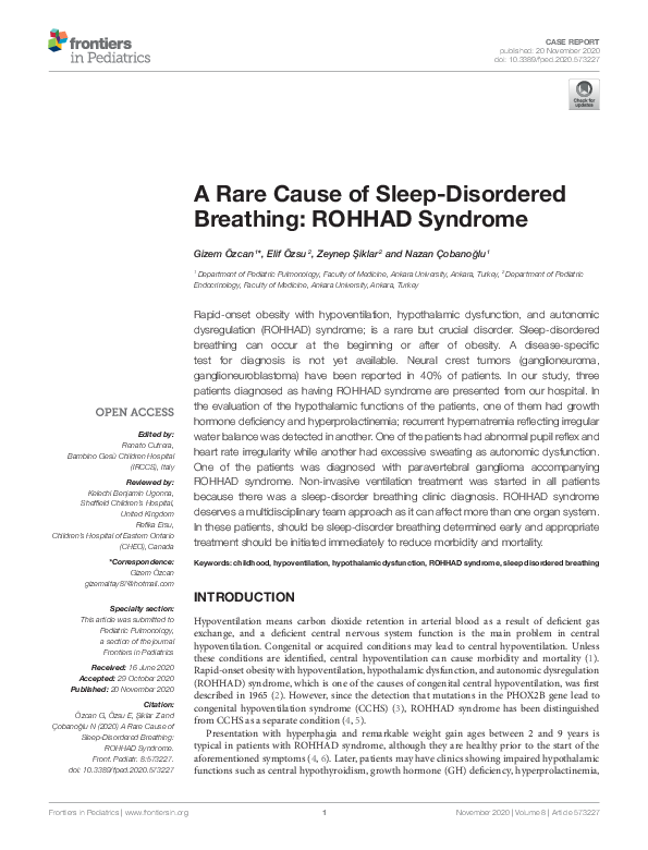 (PDF) A Rare Cause of Sleep-Disordered Breathing: ROHHAD Syndrome