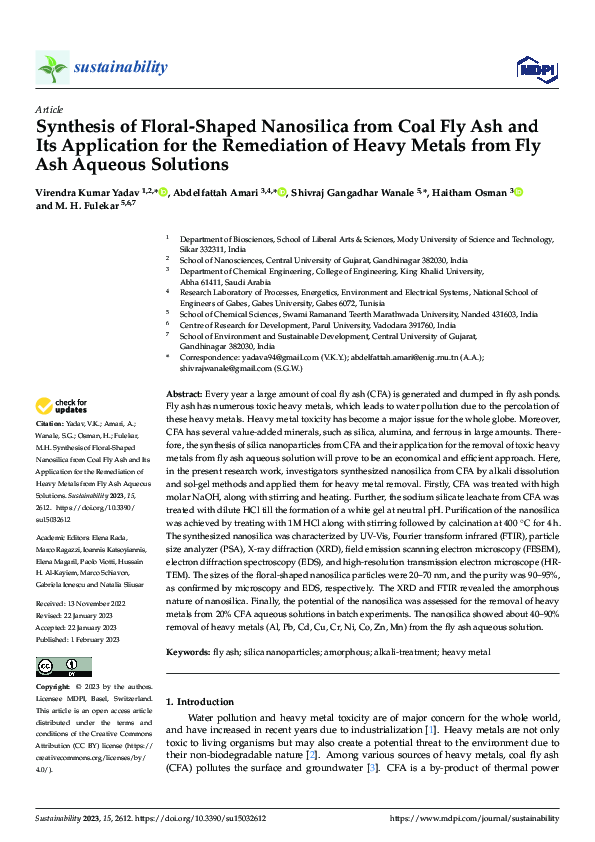 (PDF) Synthesis of Floral-Shaped Nanosilica from Coal Fly Ash and Its ...