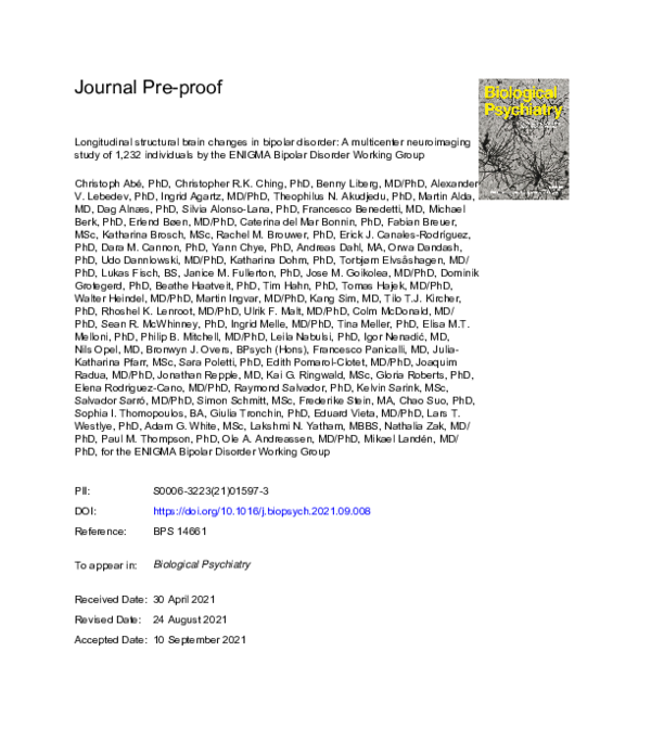 (PDF) Longitudinal Structural Brain Changes in Bipolar Disorder: A ...