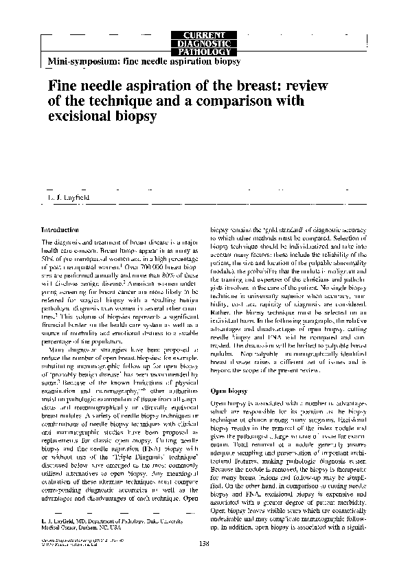 (PDF) Fine needle aspiration of the breast: review of the technique and ...
