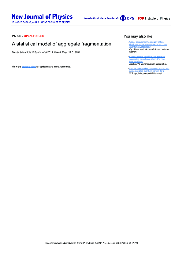 (PDF) A statistical model of aggregate fragmentation | Ana Helena ...