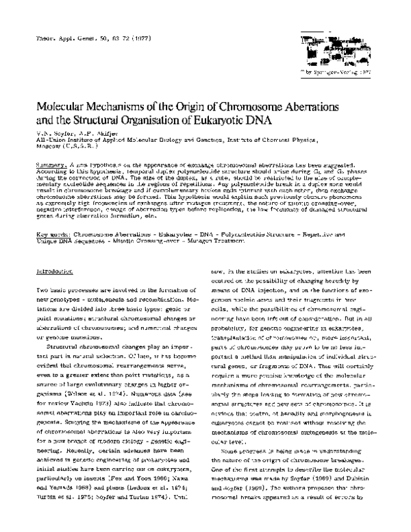 (PDF) Molecular mechanisms of the origin of chromosome aberrations and ...