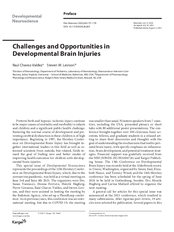 (PDF) Challenges and Opportunities in Developmental Brain Injuries