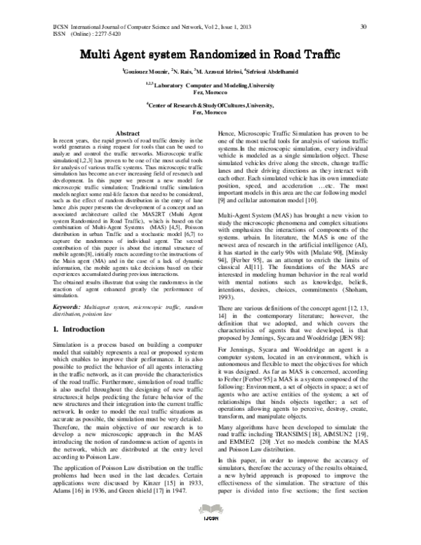(PDF) Multi Agent system Randomized in Road Traffic Multi Agent system ...